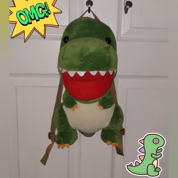 Yuruyuru Saurus Green Dinosaur T-Rex Plush Backpack 14" Adjustable Straps *Rwar* - Picture 1 of 8